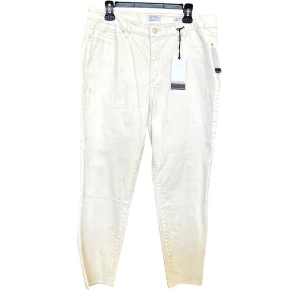 NWT Sofia Jeans White Evil Eye Skinny Ankle Jeans Size 18 - Picture 1 of 6